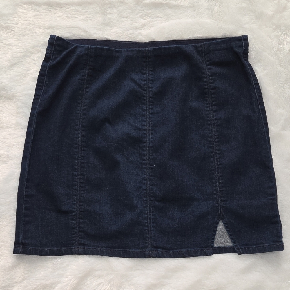 Free People "Dark Indigo" Pull-on Denim Skirt